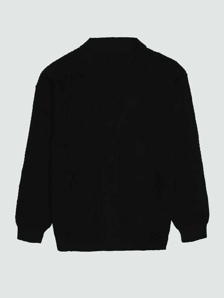 Cardigan Homme en Maille Texturée à Col V et Boutons - PUL26WCPB27916TM1