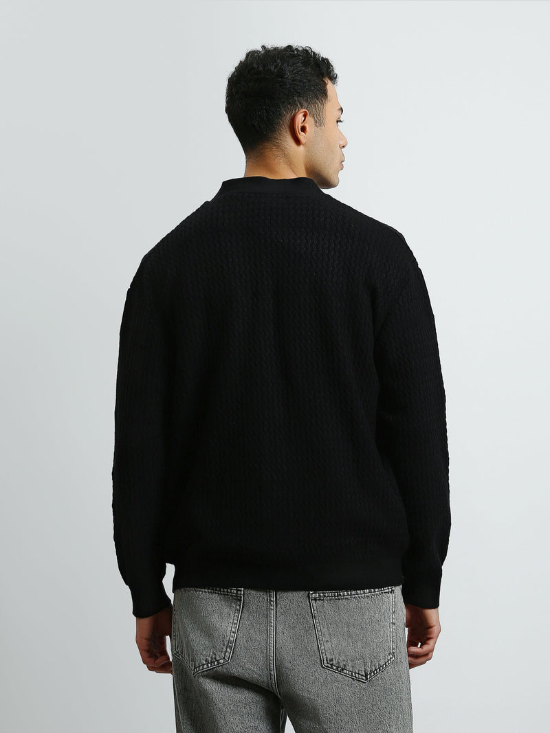 Cardigan Homme en Maille Texturée à Col V et Boutons - PUL26WCPB27916TM1