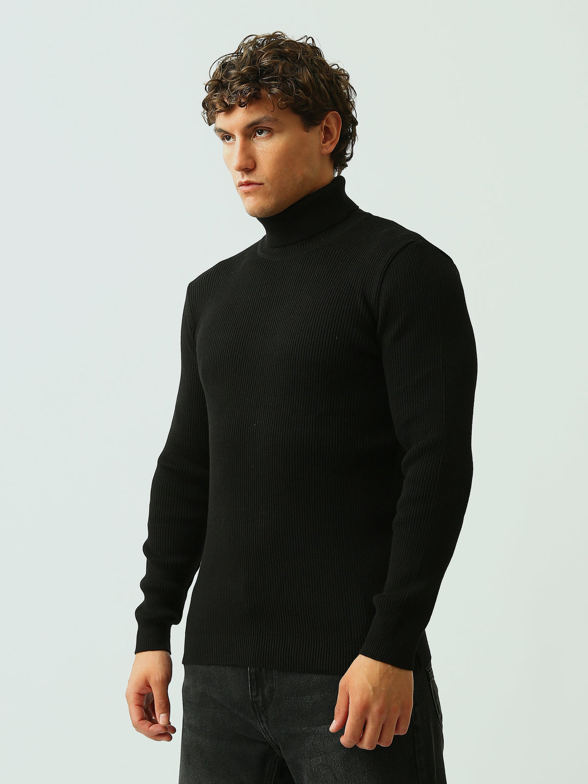 Pull Homme à Col Roulé en Maille Côtelée – Style Élégant - PUL26WPPH27933TM1