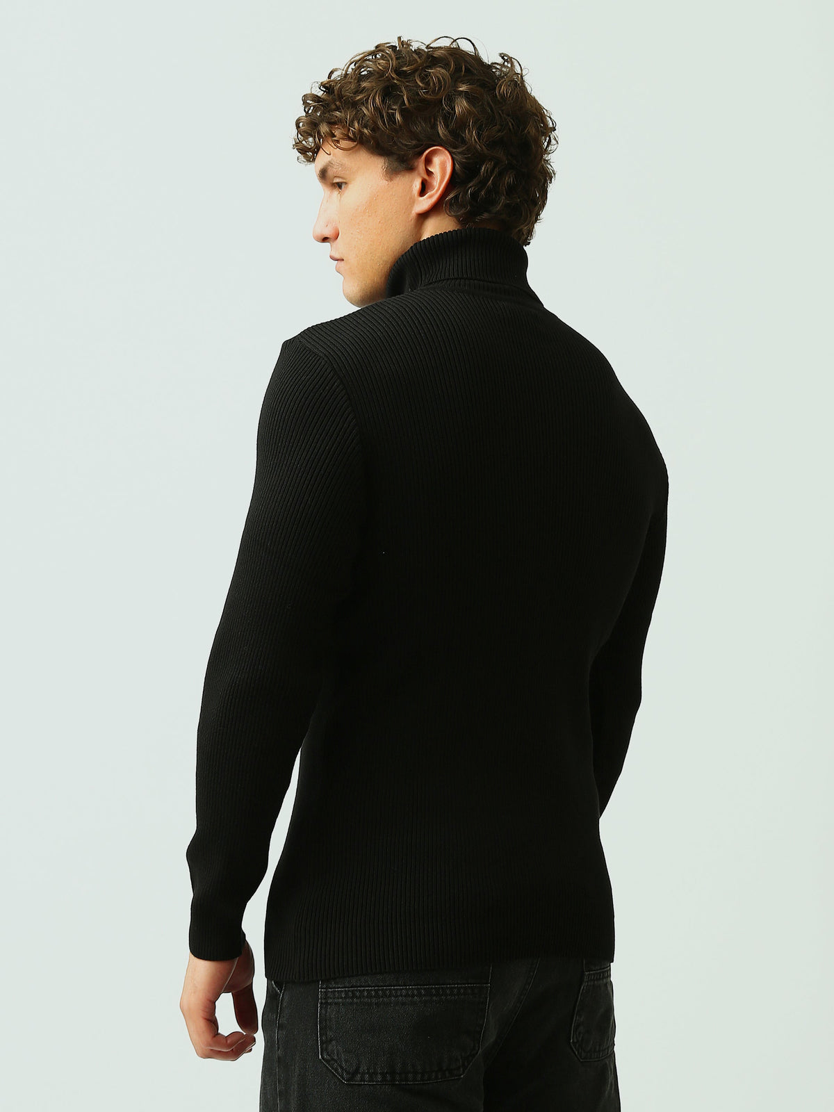 Pull Homme à Col Roulé en Maille Côtelée – Style Élégant - PUL26WPPH27933TM1