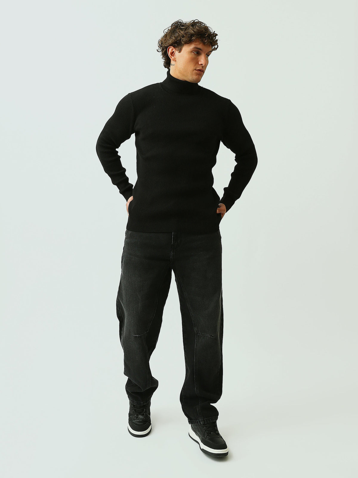 Pull Homme à Col Roulé en Maille Côtelée – Style Élégant - PUL26WPPH27933TM1