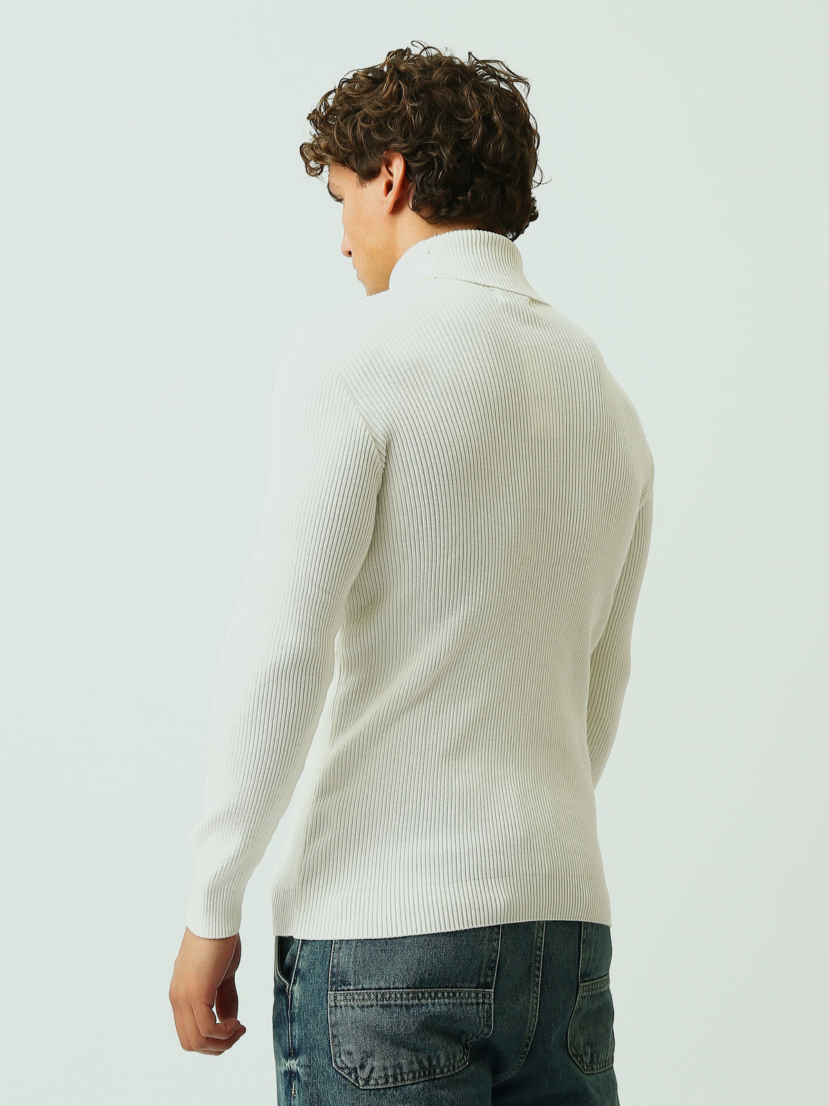 Pull Homme à Col Roulé en Maille Côtelée – Style Élégant - PUL26WPPH27933TM1