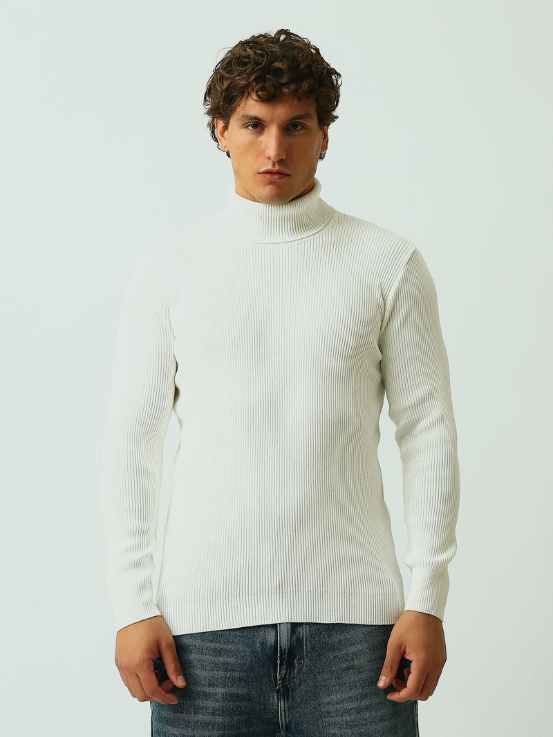 Pull Homme à Col Roulé en Maille Côtelée – Style Élégant - PUL26WPPH27933TM1