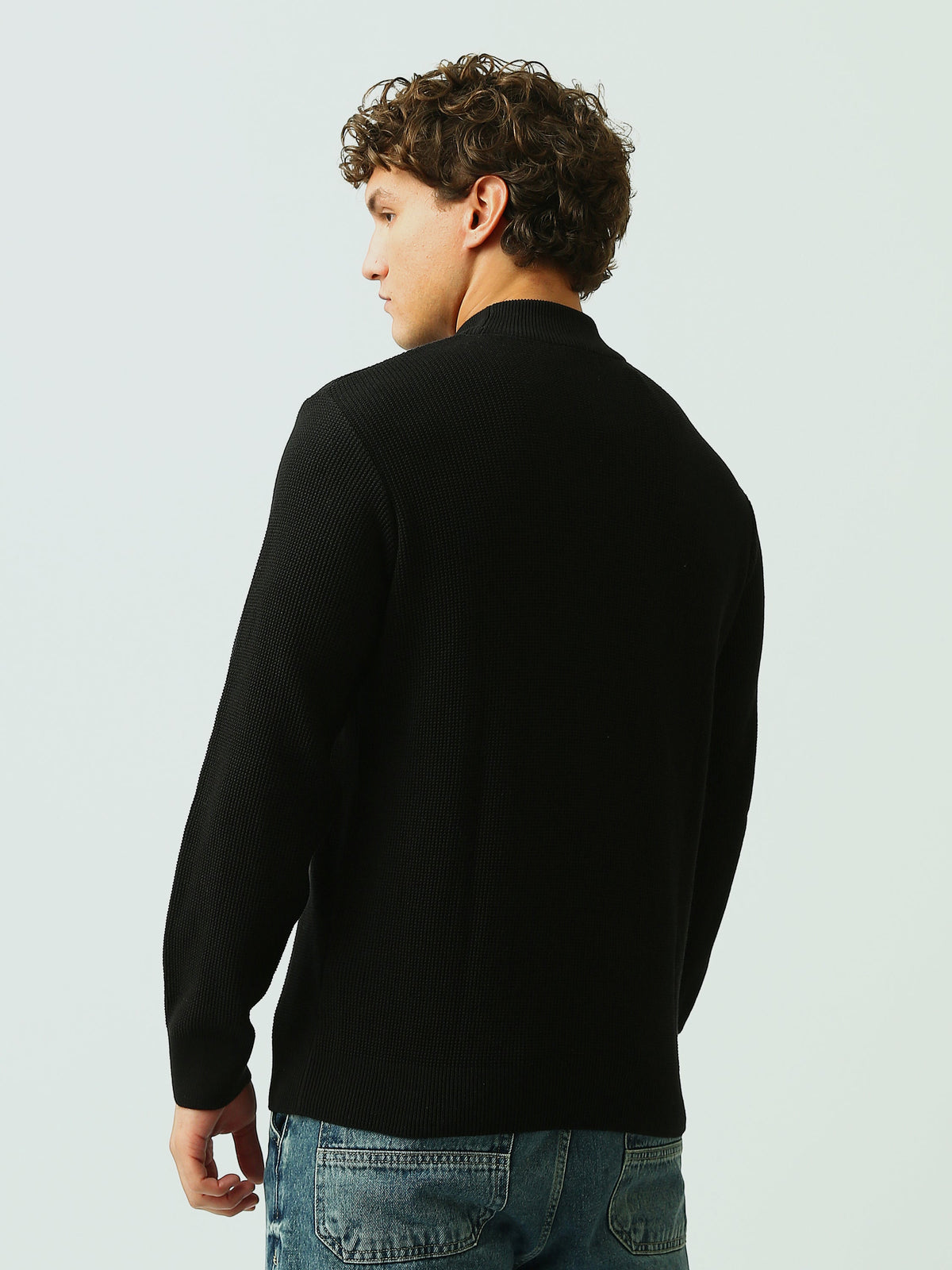 Pull Homme en Maille Texturée à Col Montant – Style Casual Chic - PUL26WPPH27935TM1