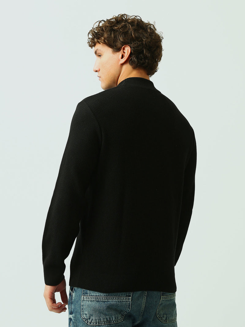 Pull Homme en Maille Texturée à Col Montant – Style Casual Chic - PUL26WPPH27935TM1