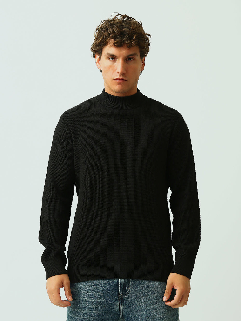 Pull Homme en Maille Texturée à Col Montant – Style Casual Chic - PUL26WPPH27935TM1