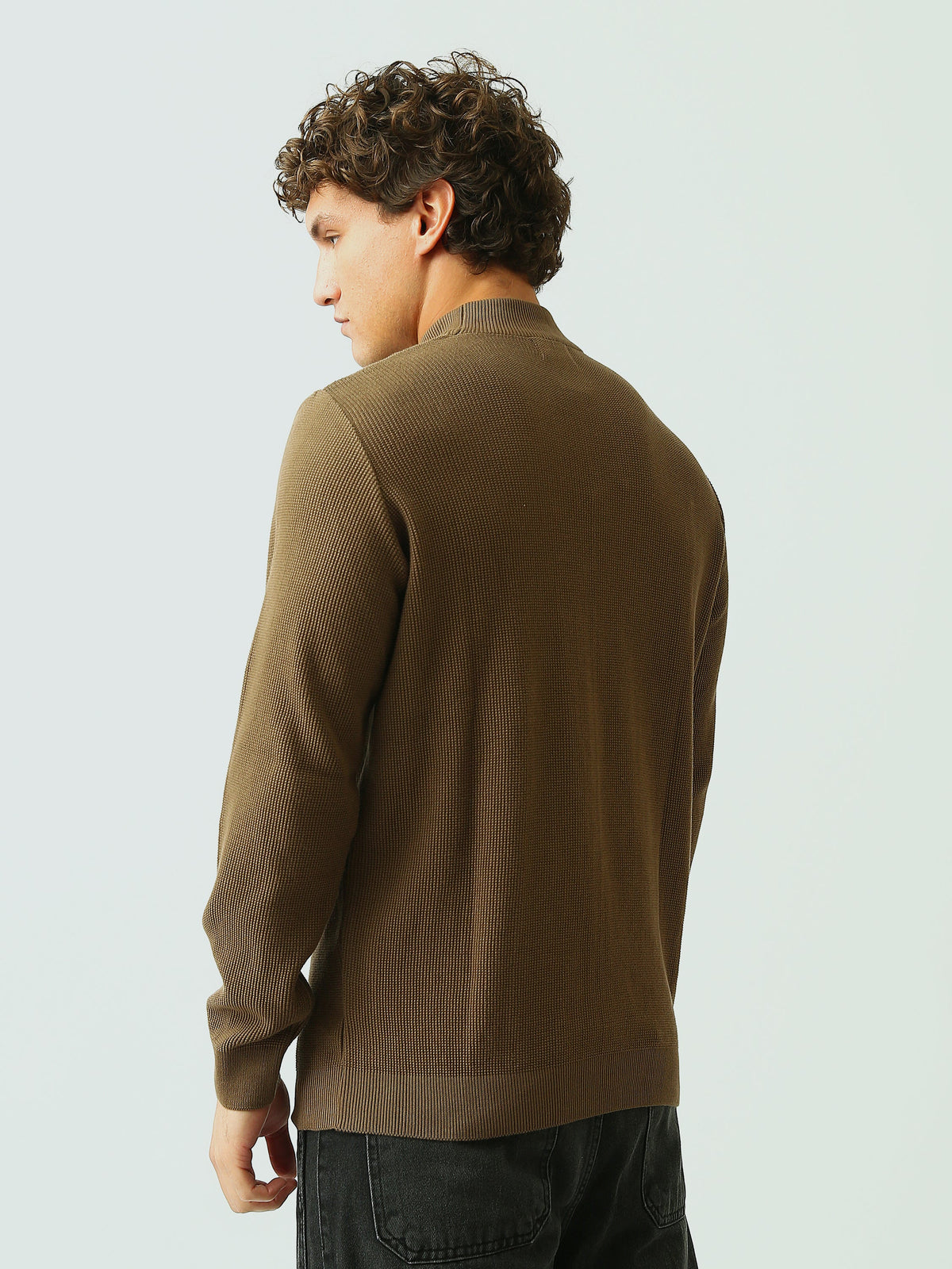 Pull Homme en Maille Texturée à Col Montant – Style Casual Chic - PUL26WPPH27935TM1