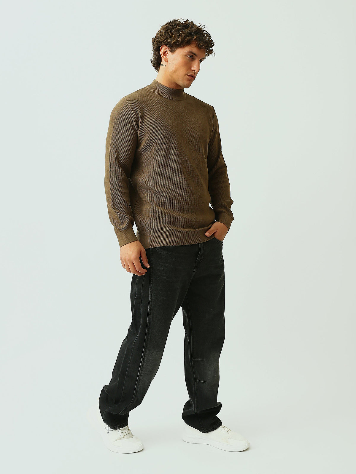 Pull Homme en Maille Texturée à Col Montant – Style Casual Chic - PUL26WPPH27935TM1