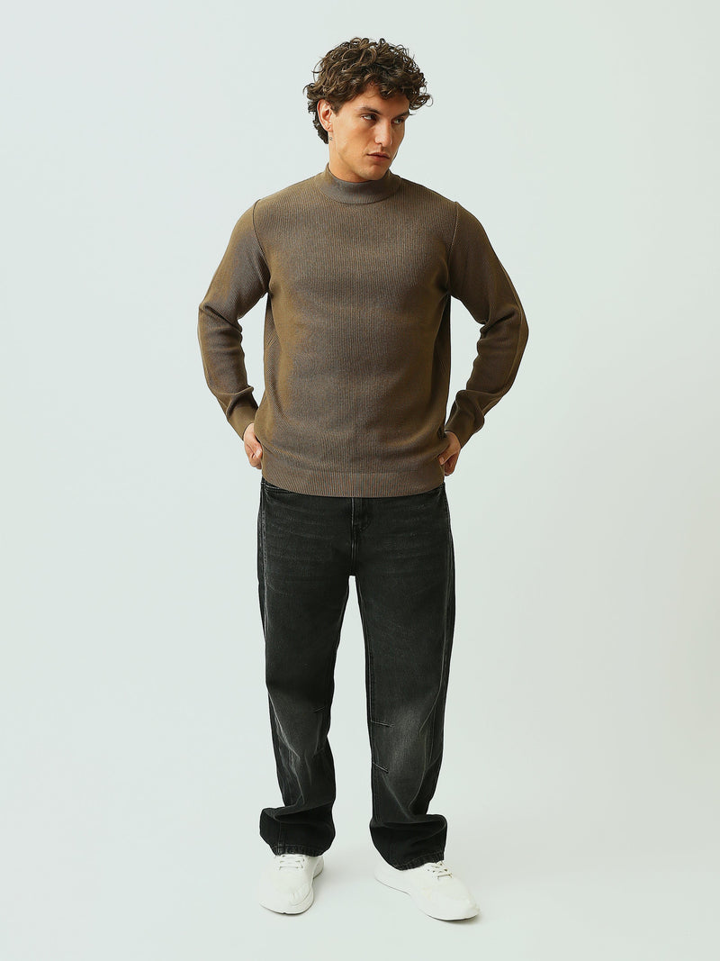Pull Homme en Maille Texturée à Col Montant – Style Casual Chic - PUL26WPPH27935TM1