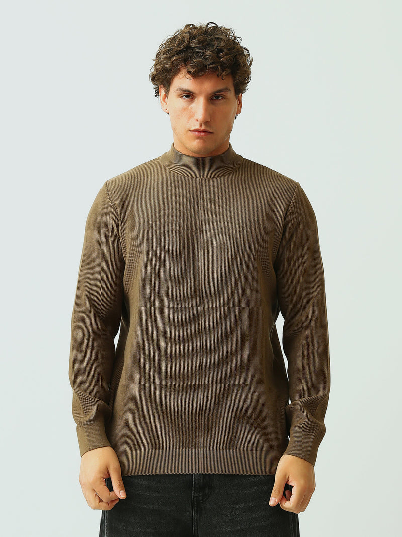 Pull Homme en Maille Texturée à Col Montant – Style Casual Chic - PUL26WPPH27935TM1
