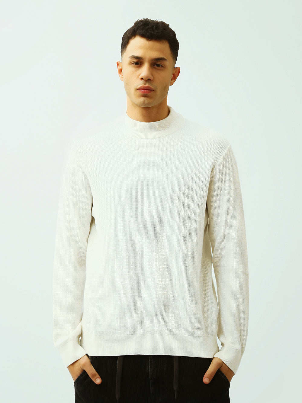 Pull Homme en Maille Texturée à Col Montant – Style Casual Chic - PUL26WPPH27935TM1