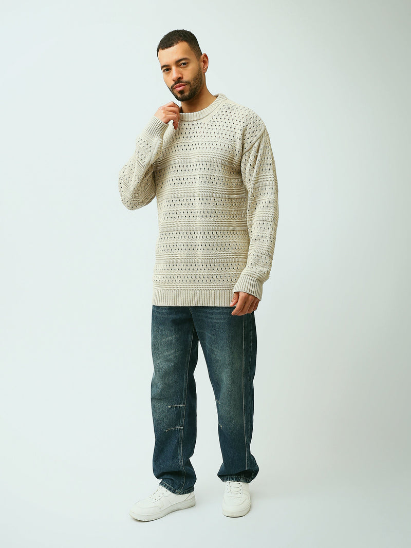 Pull Homme en Maille Ajourée à Col Rond – Style Casual Chic - PUL26WPPR27952TM1