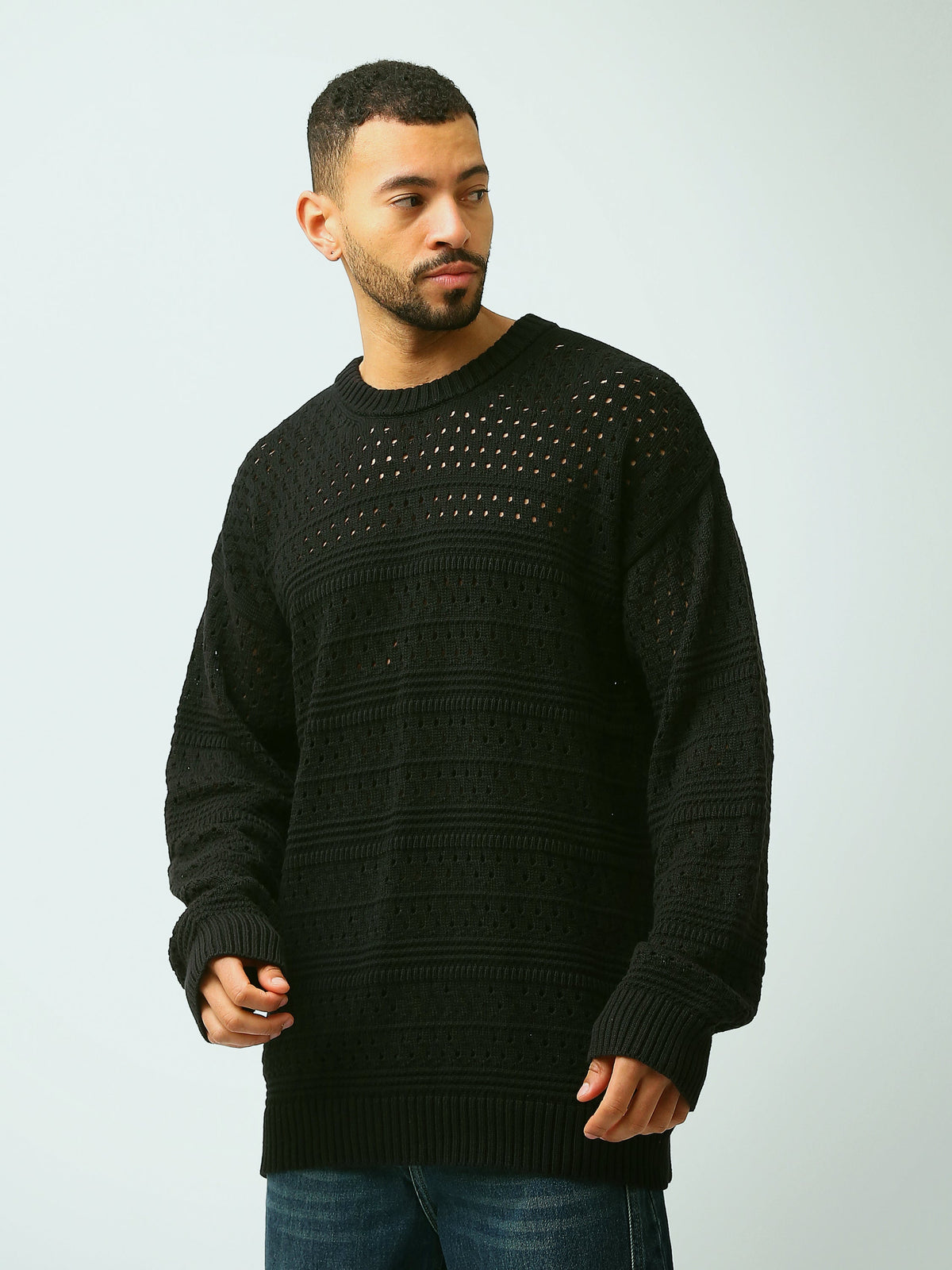 Pull Homme en Maille Ajourée à Col Rond – Style Casual Chic - PUL26WPPR27952TM1