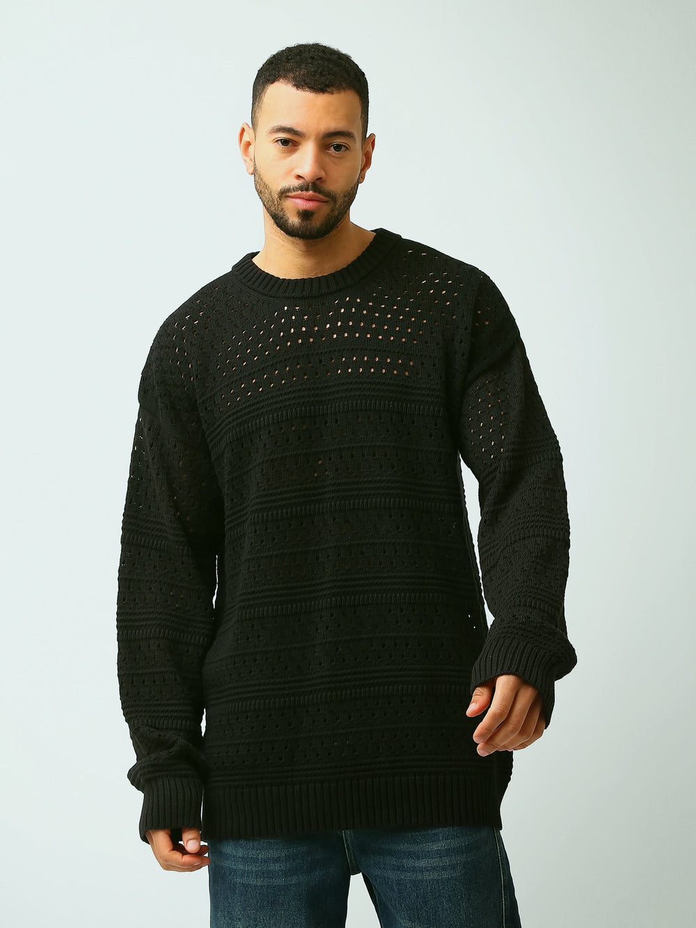 Pull Homme en Maille Ajourée à Col Rond – Style Casual Chic - PUL26WPPR27952TM1