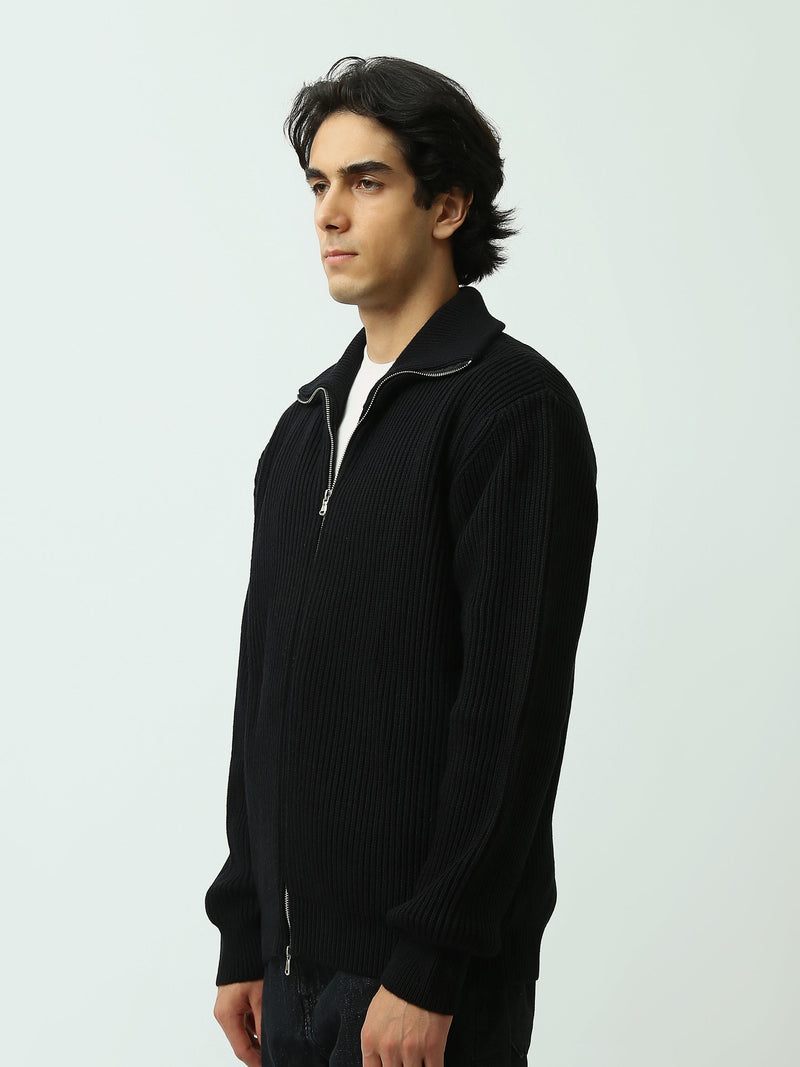 Gilet Homme Zippé en Maille Côtelée à Col Montant - PUL26WPPZ27877TM1