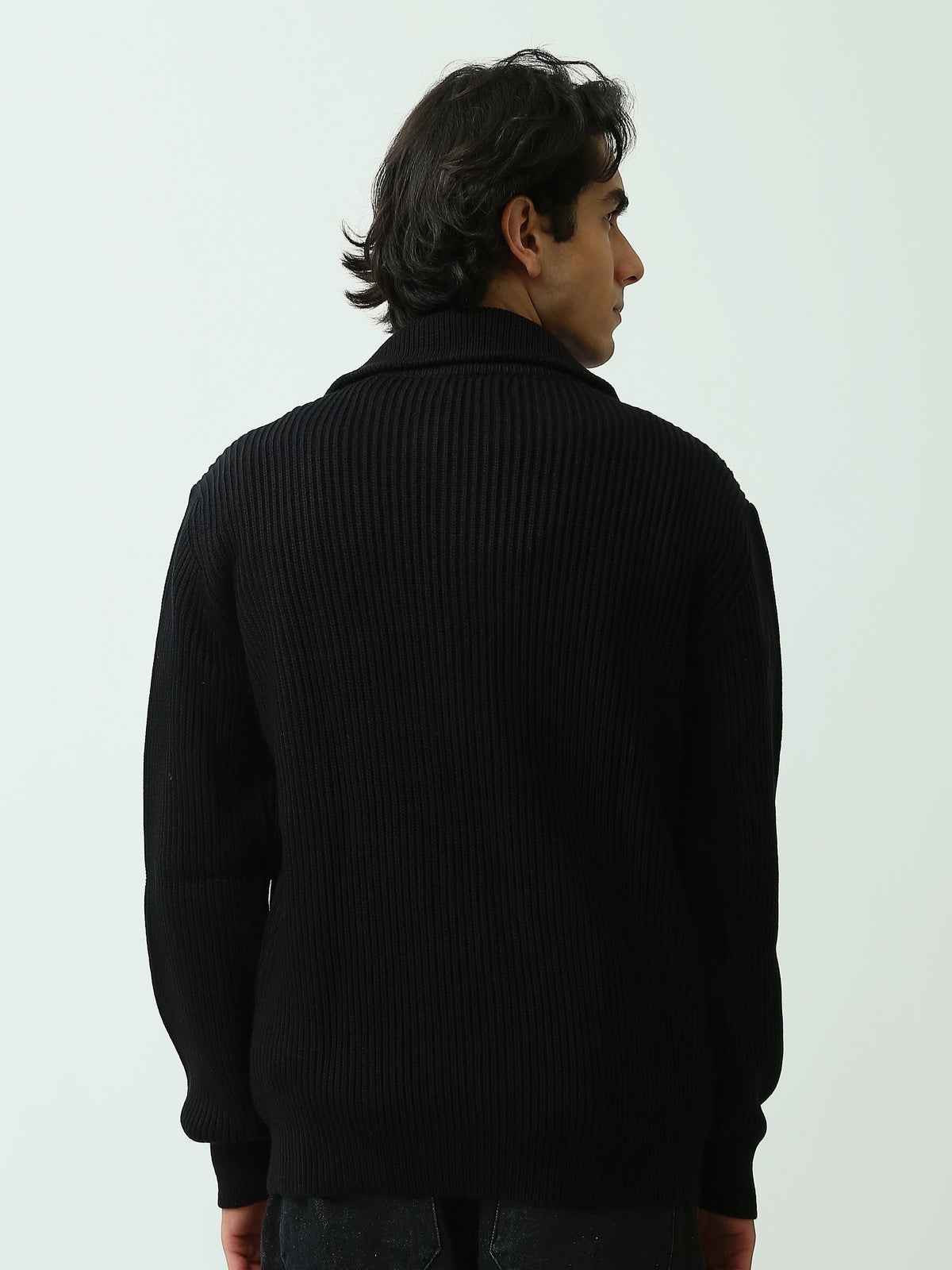 Gilet Homme Zippé en Maille Côtelée à Col Montant - PUL26WPPZ27877TM1