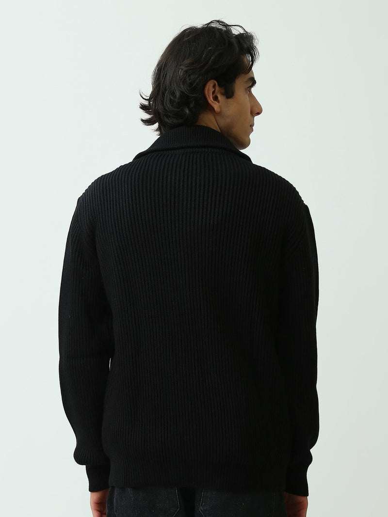 Gilet Homme Zippé en Maille Côtelée à Col Montant - PUL26WPPZ27877TM1