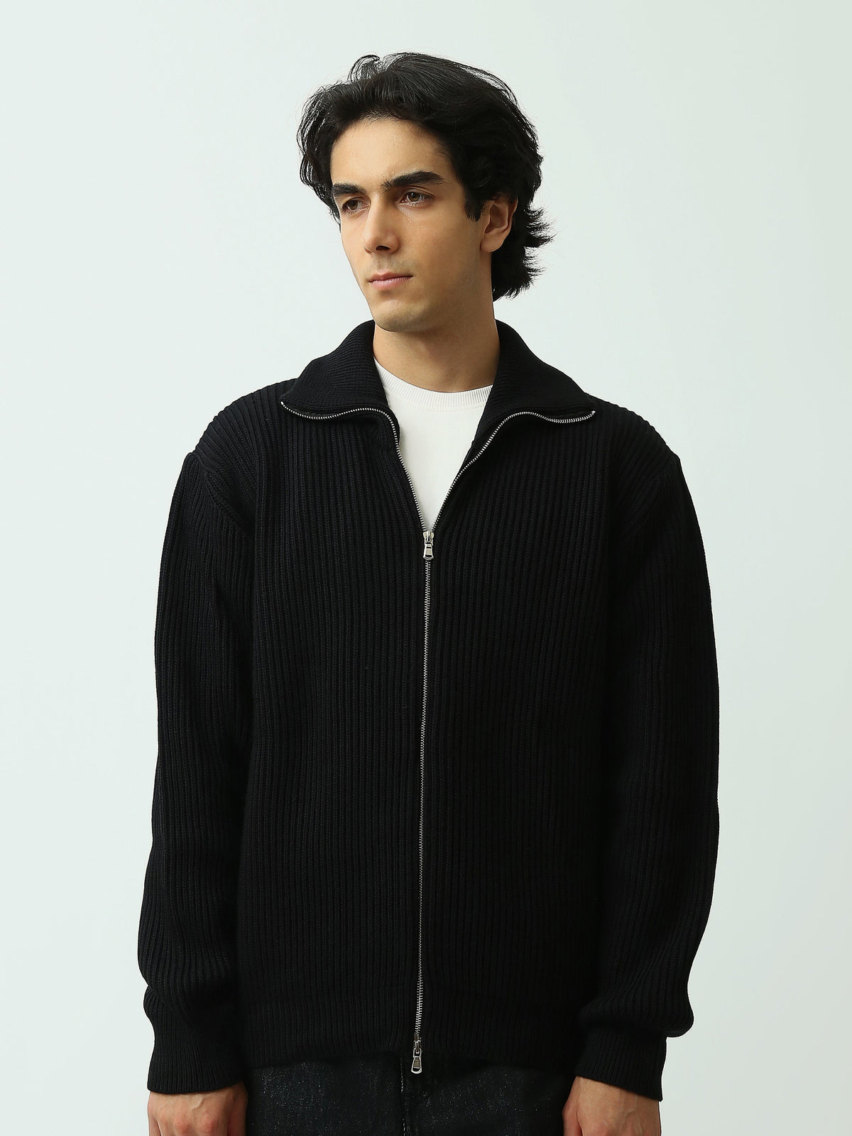Gilet Homme Zippé en Maille Côtelée à Col Montant - PUL26WPPZ27877TM1