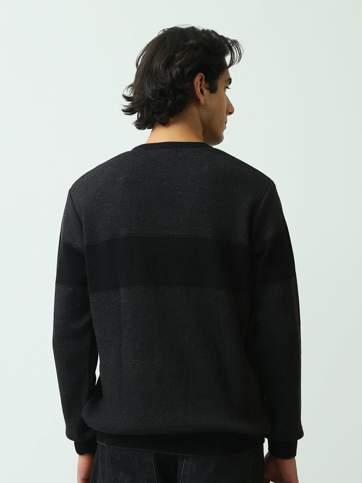 Pull Homme en Maille Texturée à Bandes Horizontales et Col Rond - PUL26WPSR27889TM1