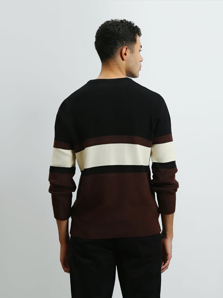 Pull Homme en Maille à Rayures Horizontales et Col Rond - PUL26WPSR27927TM1