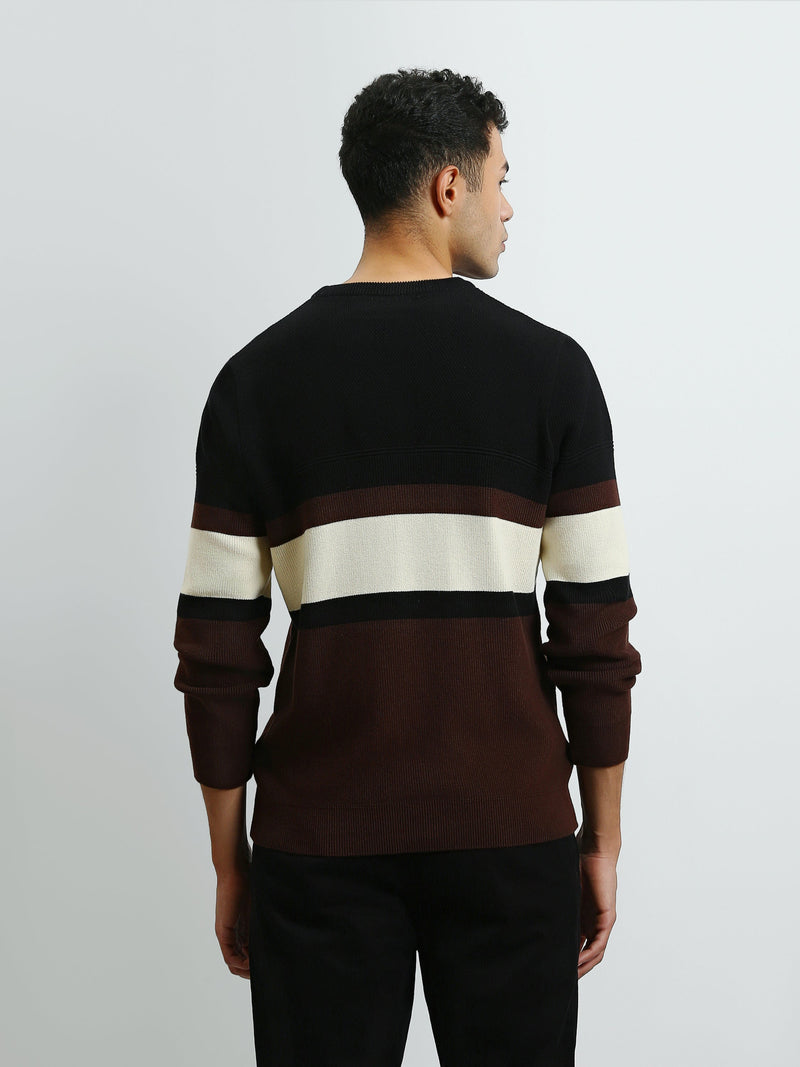 Pull Homme en Maille à Rayures Horizontales et Col Rond - PUL26WPSR27927TM1