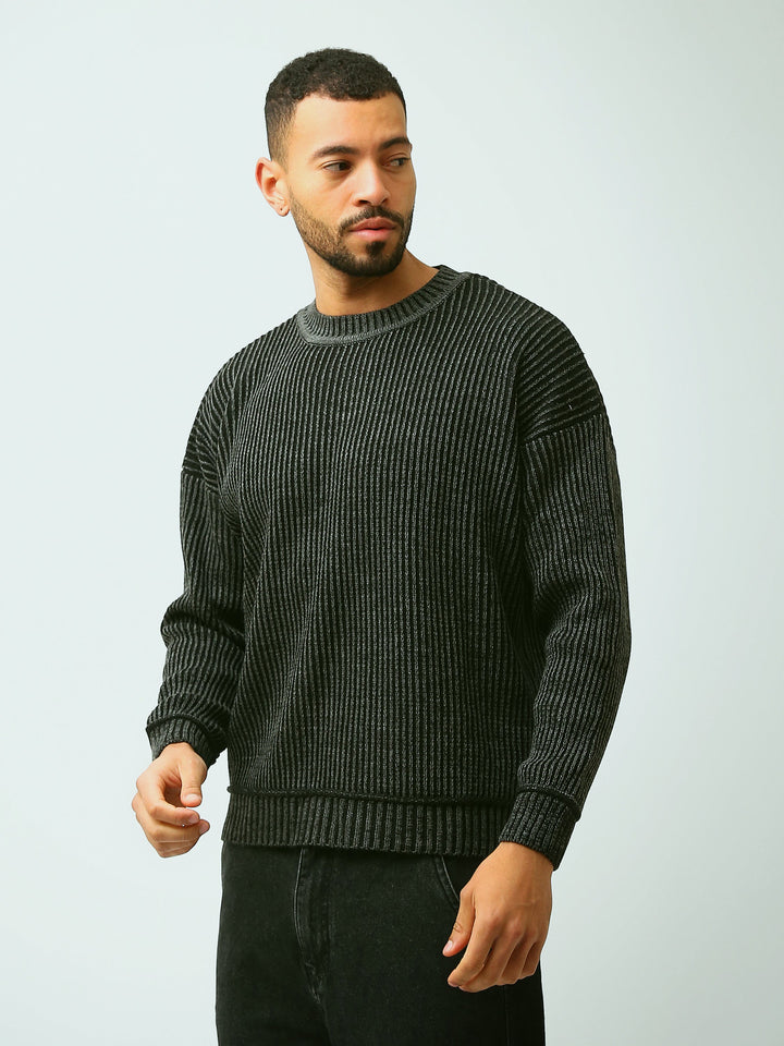 Pull Homme en Maille Côtelée à Col Rond – Style Moderne - PUL26WPWR27902TM1