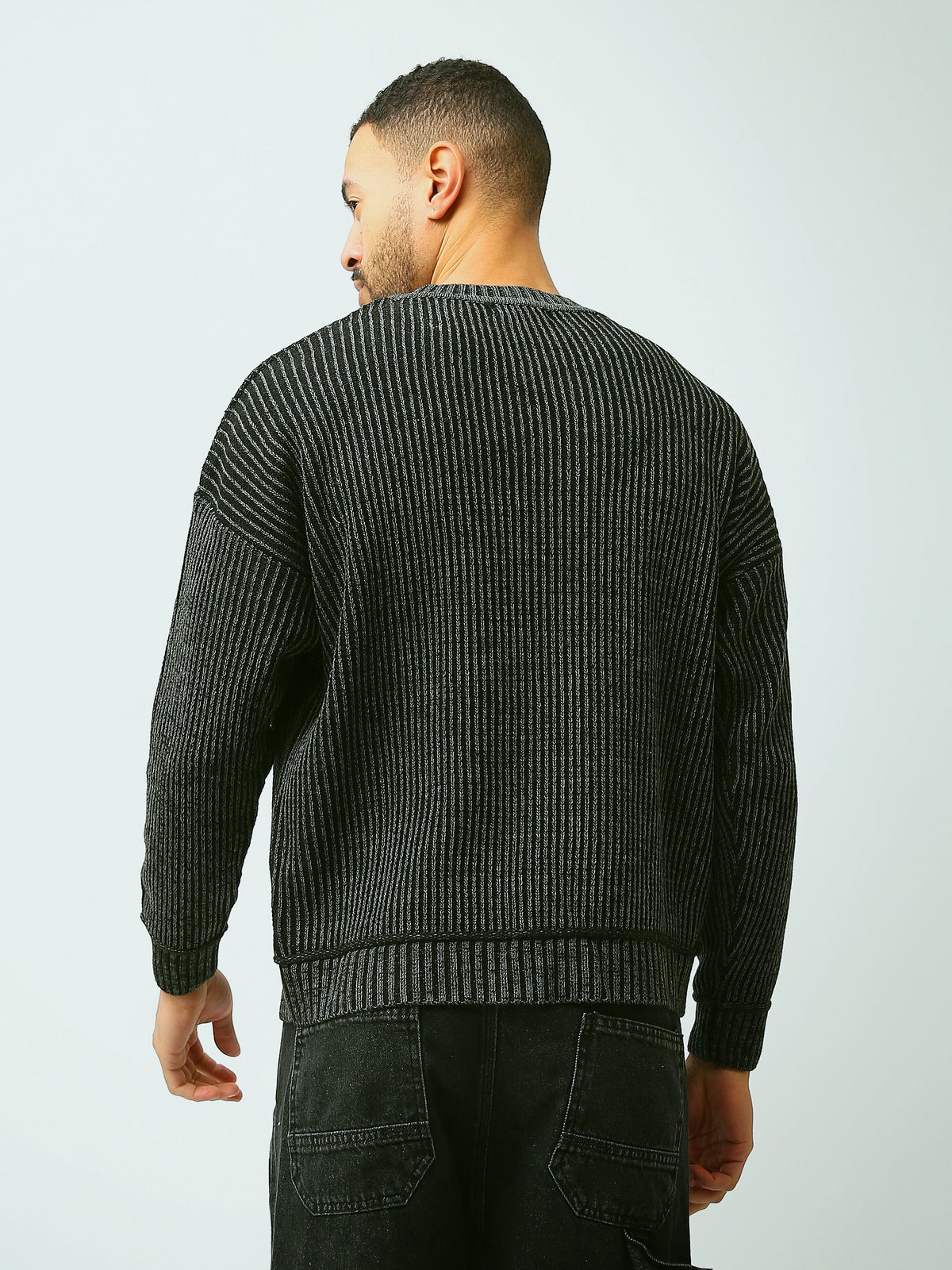 Pull Homme en Maille Côtelée à Col Rond – Style Moderne - PUL26WPWR27902TM1
