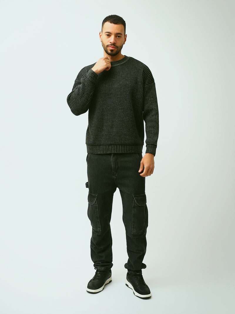 Pull Homme en Maille Côtelée à Col Rond – Style Moderne - PUL26WPWR27902TM1