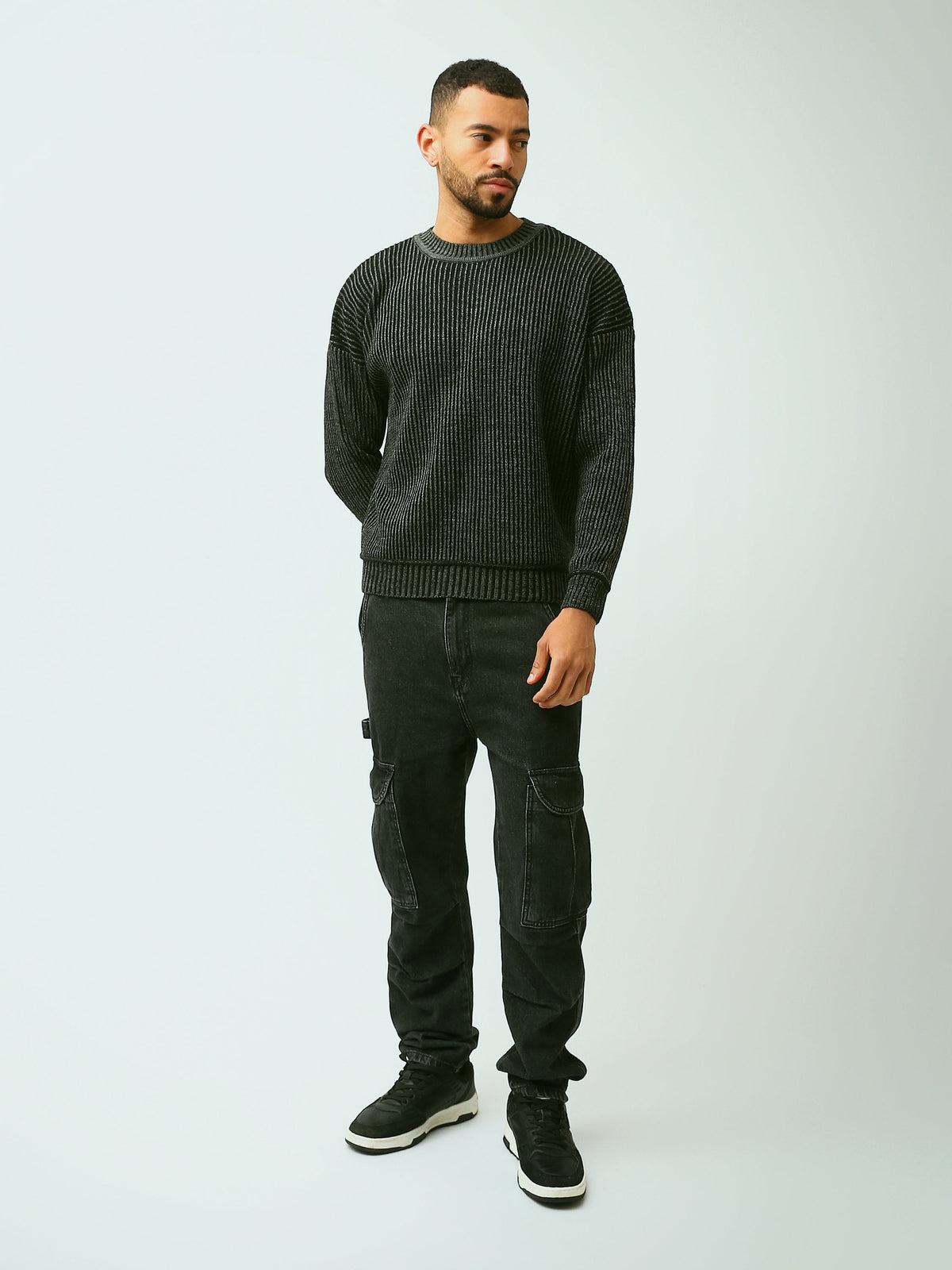 Pull Homme en Maille Côtelée à Col Rond – Style Moderne - PUL26WPWR27902TM1