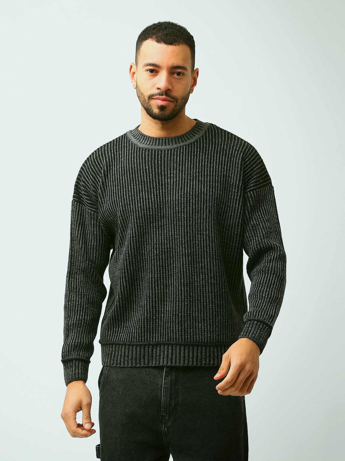Pull Homme en Maille Côtelée à Col Rond – Style Moderne - PUL26WPWR27902TM1