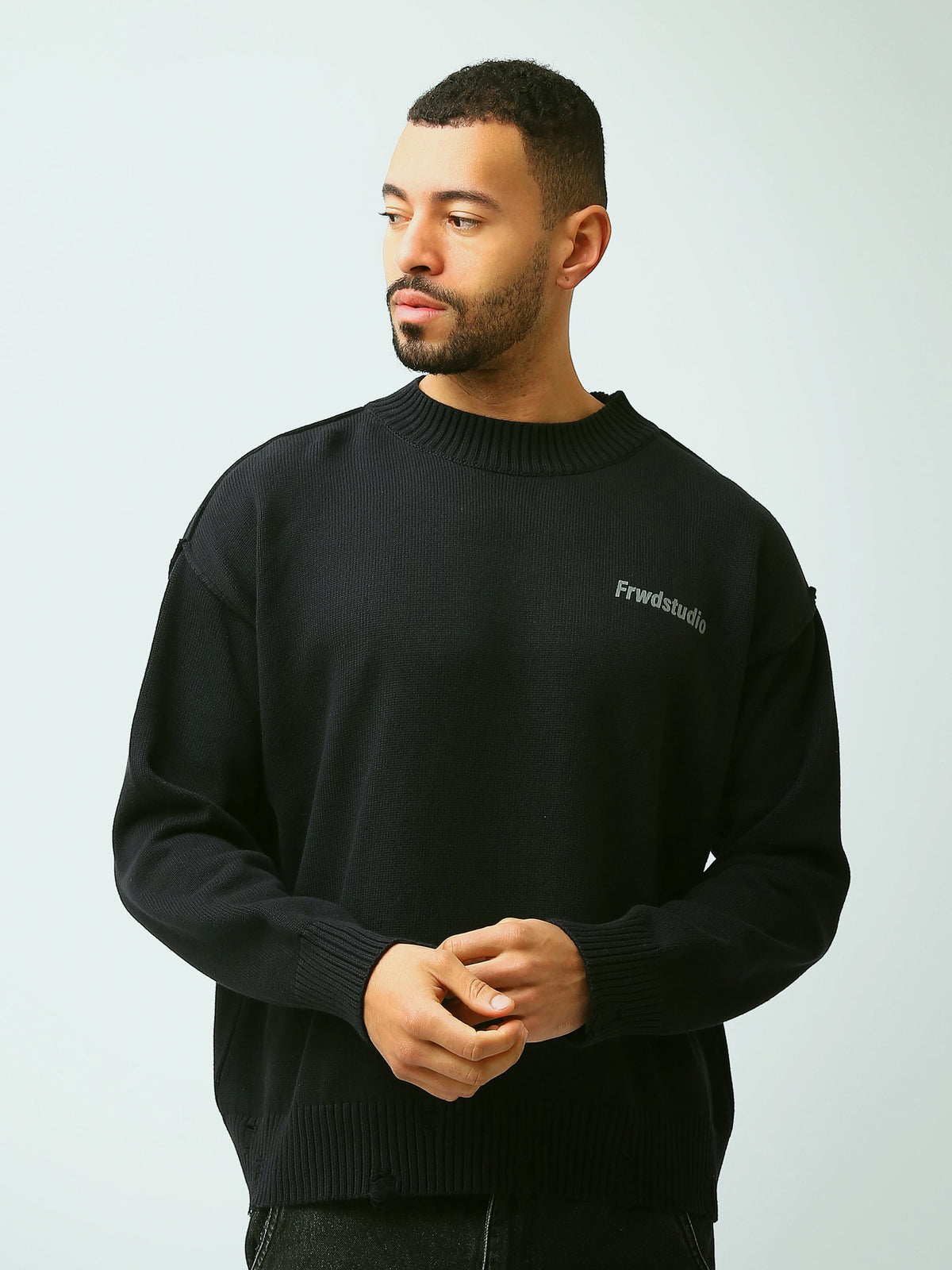 Pull Homme Oversize en Maille à Col Montant – Style Streetwear - PUL26WPXH27886TM1