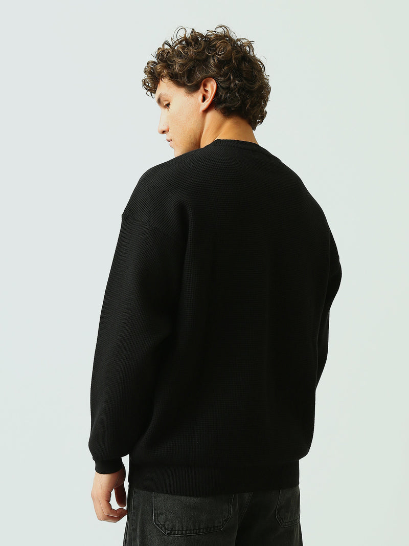Pull Homme Oversize en Maille Texturée avec Inscription DARK - PUL26WPXR27900TM1
