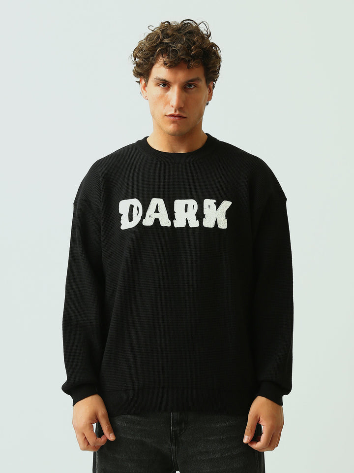 Pull Homme Oversize en Maille Texturée avec Inscription DARK - PUL26WPXR27900TM1