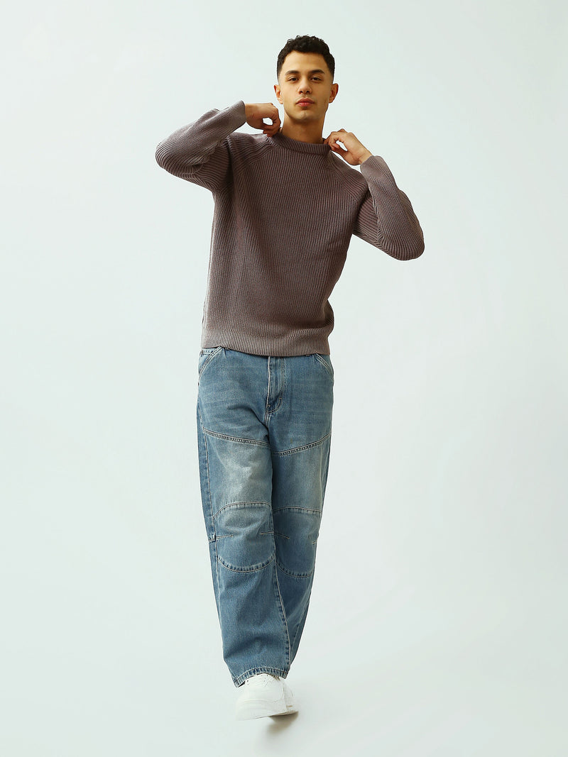 Pull Homme en Maille Côtelée à Col Rond – Style Casual Chic - PUL26WPXR27923TM1