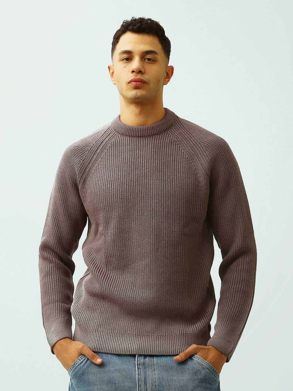 Pull Homme en Maille Côtelée à Col Rond – Style Casual Chic - PUL26WPXR27923TM1