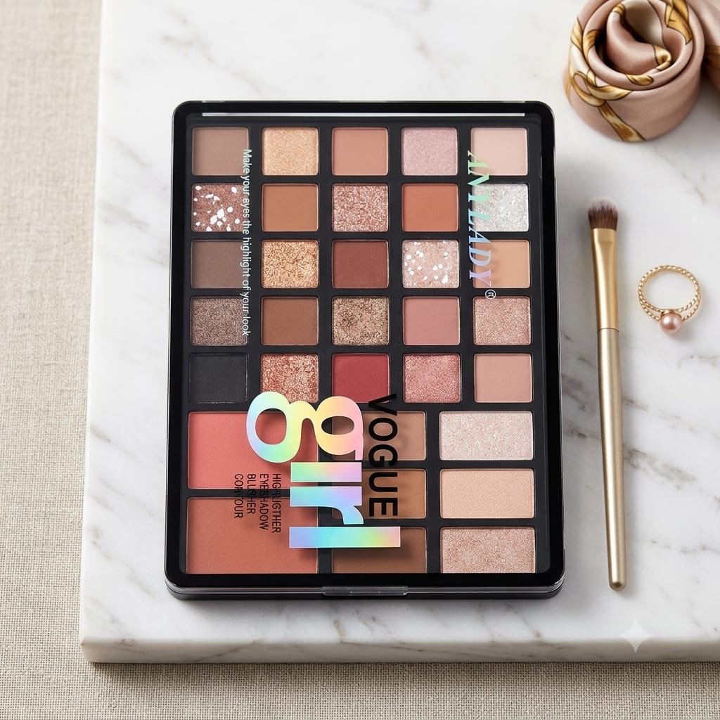 ANYLADY Palette d'Ombres à Paupières Professionnelle - 33 Couleurs Essentielles bien pigmentées -Fards à paupières & Blush VOGUE GIRL