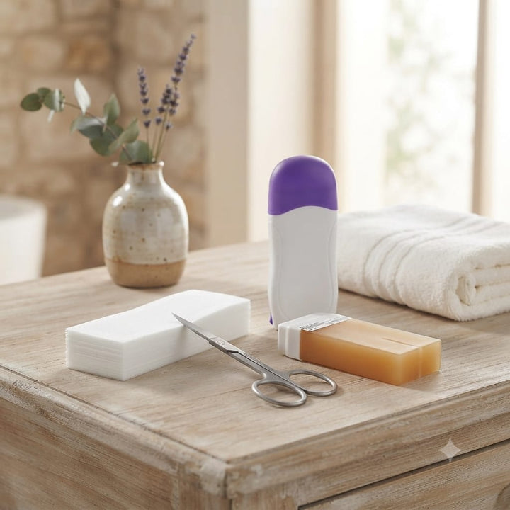 Pack Épilation Professionnel - appareil Chauffe-cire + 100 Bandes +1 Cartouche au miel + 1 ciseaux