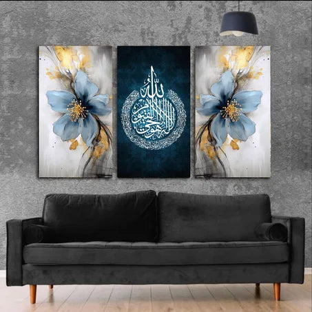 tableau aya bleu fleur ciel