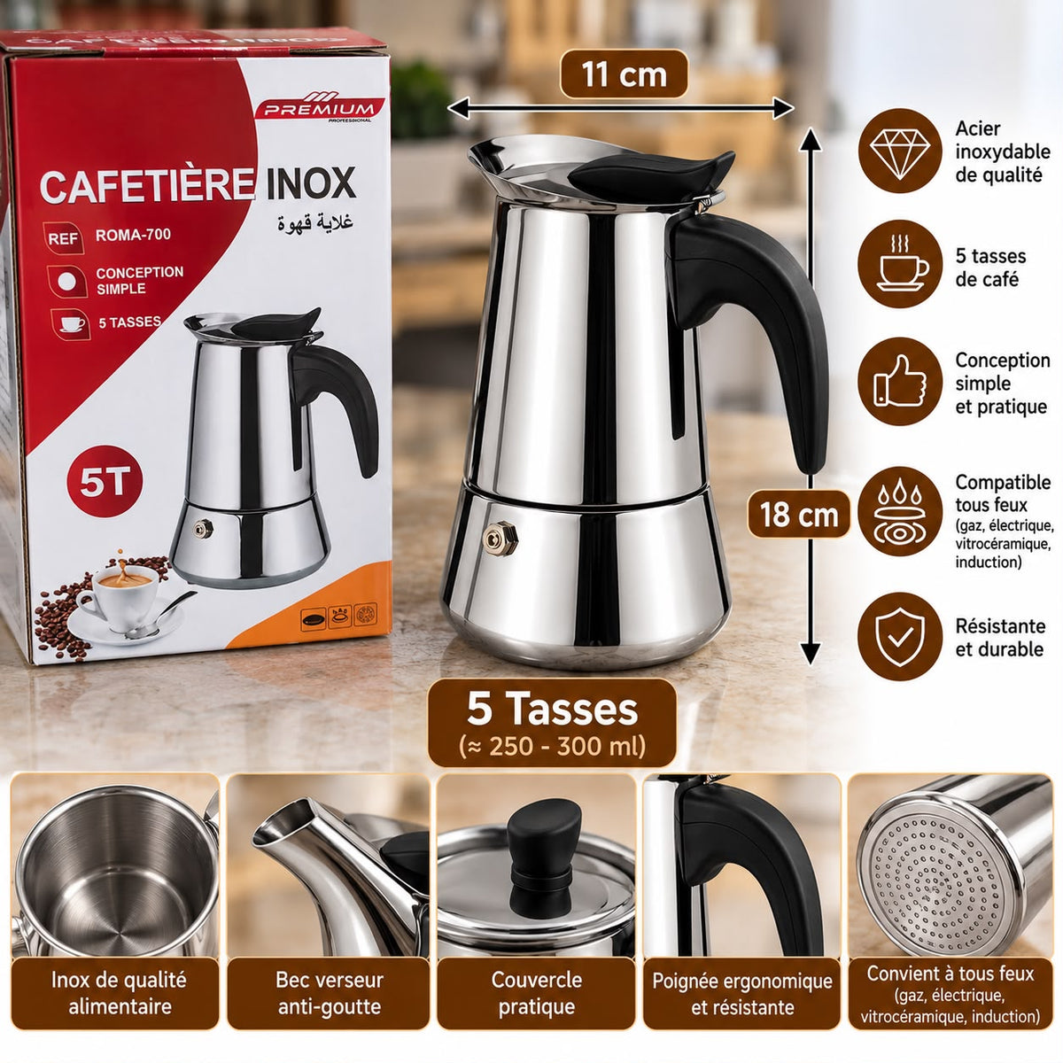 cafettiere inox 5 tasse