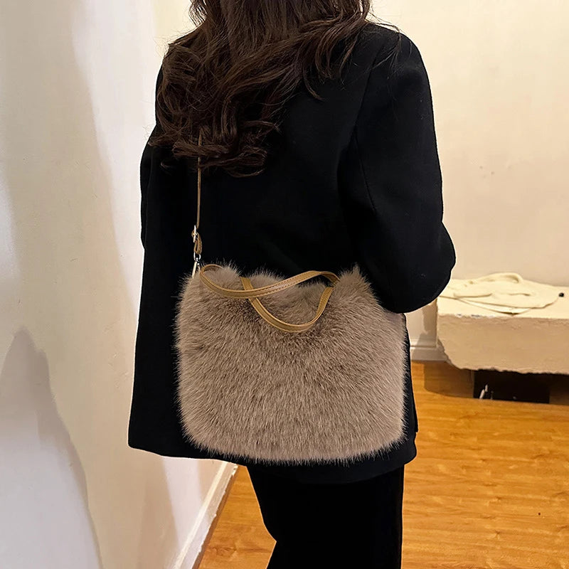 Sac à Main Femme – Sac Fourrure Synthétique Hiver