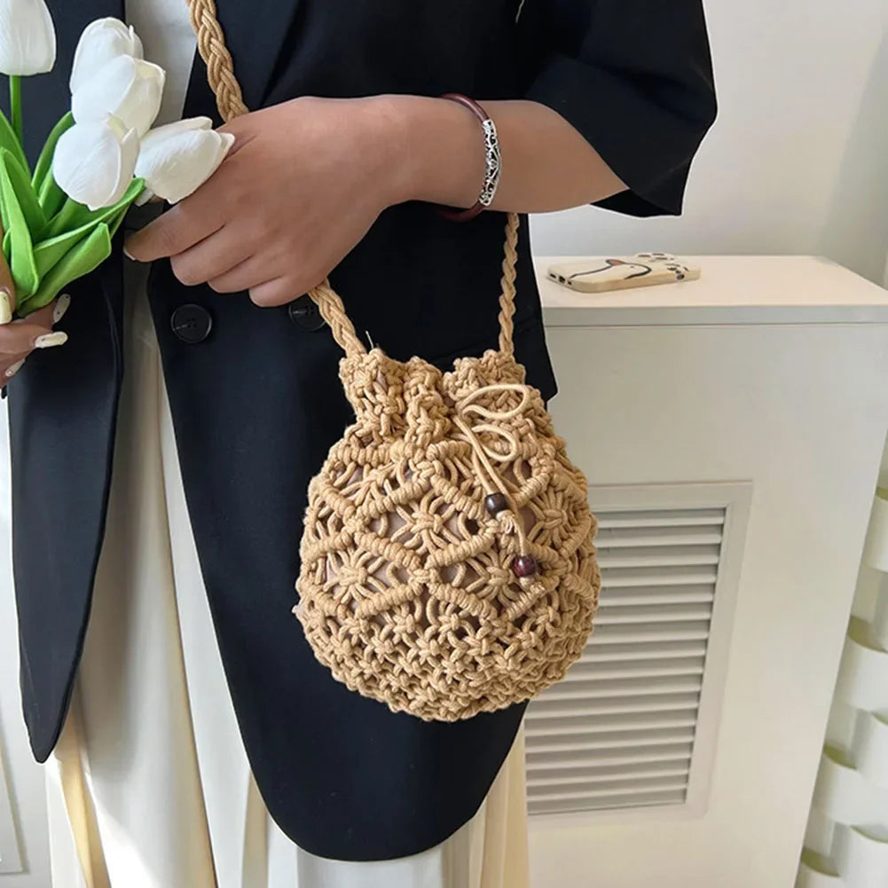 2024 New Summer Fashion Handmade Bucket Bags for Women Shoulder Crossbody Bag Female Handbag