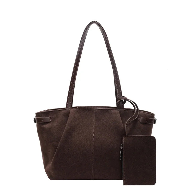 Sac à Main Femme – Sac Souple en Daim avec Fermeture Éclair et Poche Intérieure