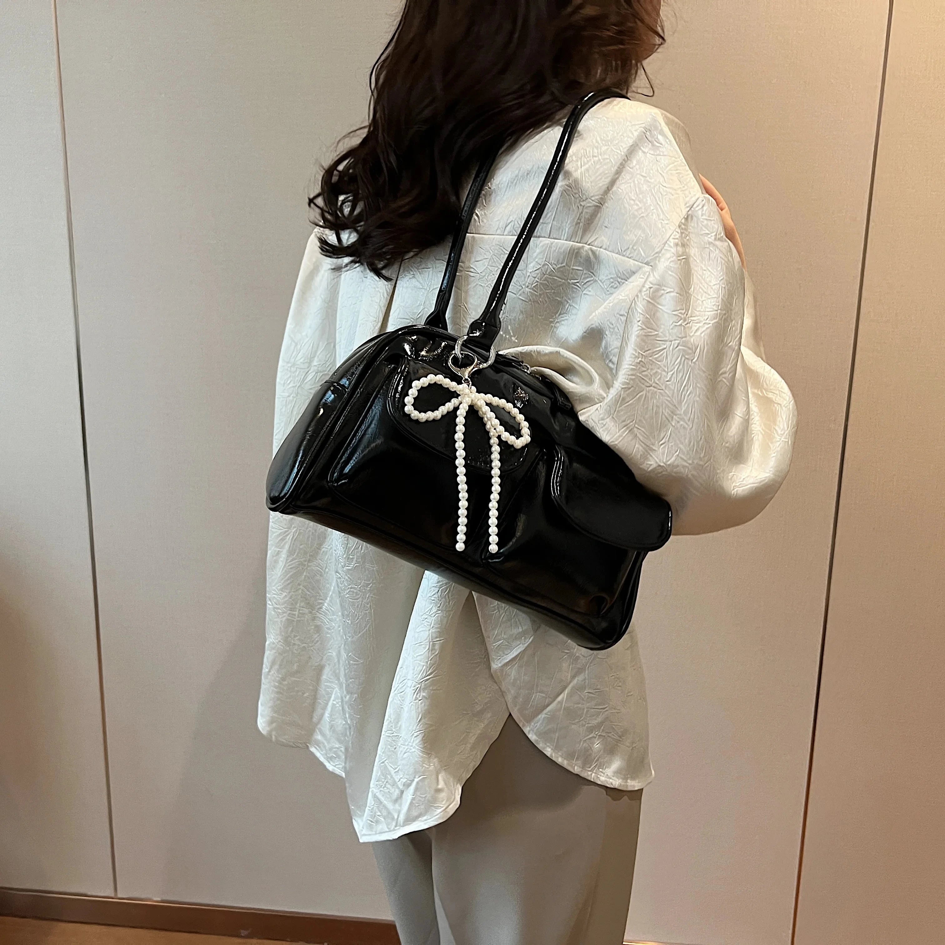 Fashionable Underarm Bow Bag for Women 2024 Korean Edition New Simple Leisure Pillow Bag Trendy Versatile Shoulder Bag MU Group