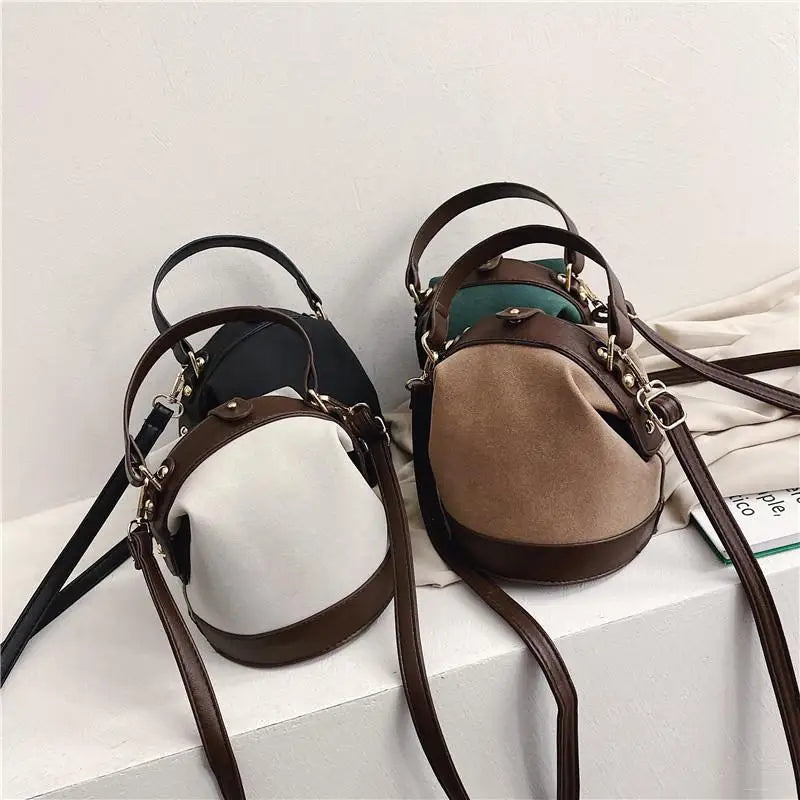 Sac à Main Fille Tendance Coréen en Cuir PU – Sac Seau à Bandoulière