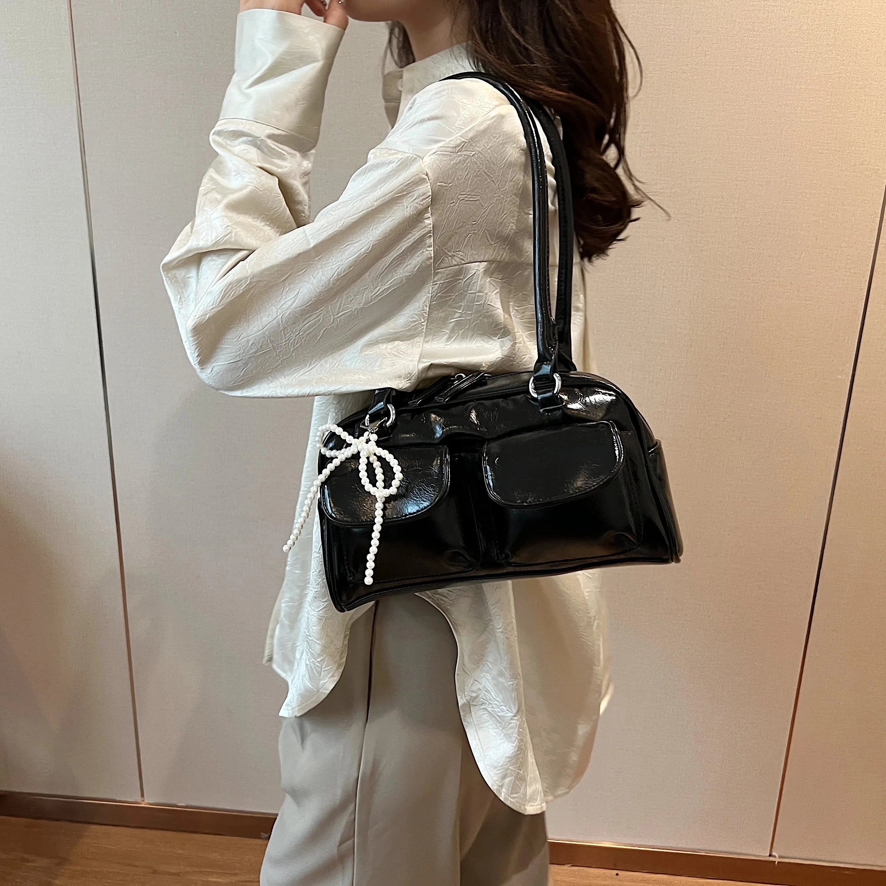 Fashionable Underarm Bow Bag for Women 2024 Korean Edition New Simple Leisure Pillow Bag Trendy Versatile Shoulder Bag MU Group