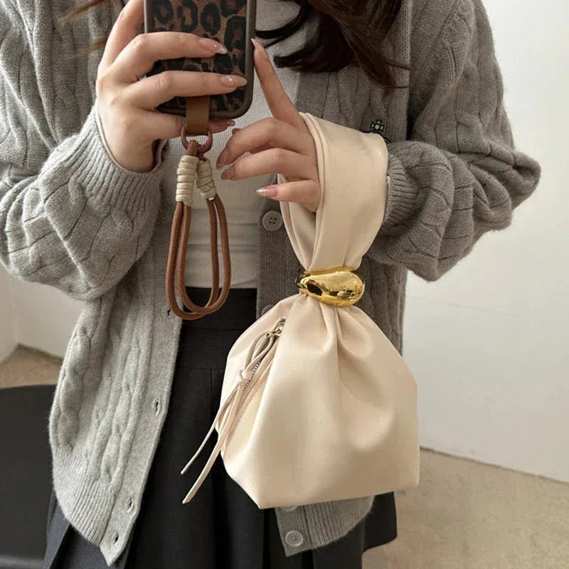 Petit Sac Sous l'Aisselle Femme – Sac Plissé en Cuir PU, Sac à Bandoulière Rétro Élégant, Sac à Main Mode - Justyol