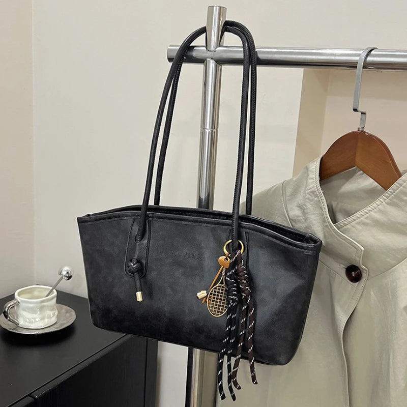 Sac à Main Femme Simple et Tendance – Sac à Bandoulière PU Cuir, Grand Sac Tote Multifonction