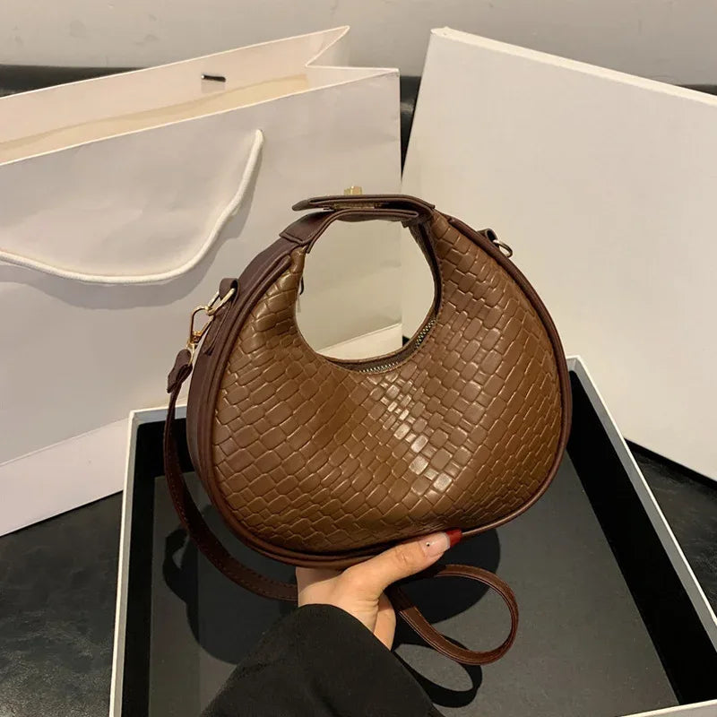 Sac à Main Femme – Sac à Bandoulière PU Cuir à Motif Lattice, Sac Small Crossbody Élégant et Tendance
