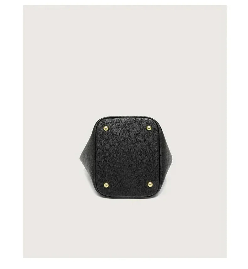 Sac à Main Femme en Forme de Seau – Sac Picotin avec Motif Lychee, Sac à Bandoulière Tendance - Justyol