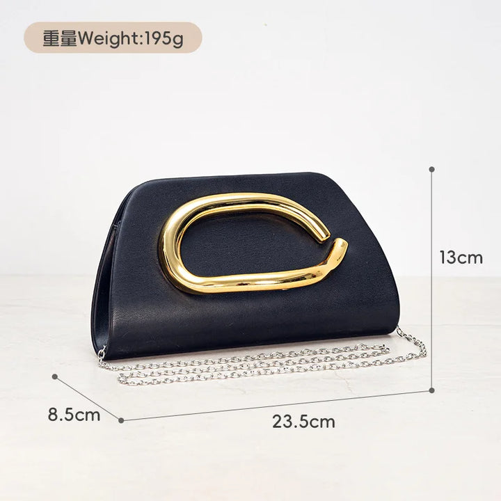 Pochette Femme Chic en Forme de Boîte – Sac Soirée avec Fermeture Métal Doré